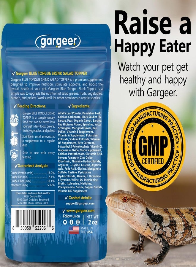 Gargeer مُكمّل سلطة سحلية اللسان الأزرق من جارجير، 2 أونصة. يُعزز شهية الصغار والكبار، وصحتهم، وجهازهم المناعي. مُكمّل غذائي كامل، غني بالفيتامينات والمعادن، صُنع في الولايات المتحدة الأمريكية. استمتع! - Image 2
